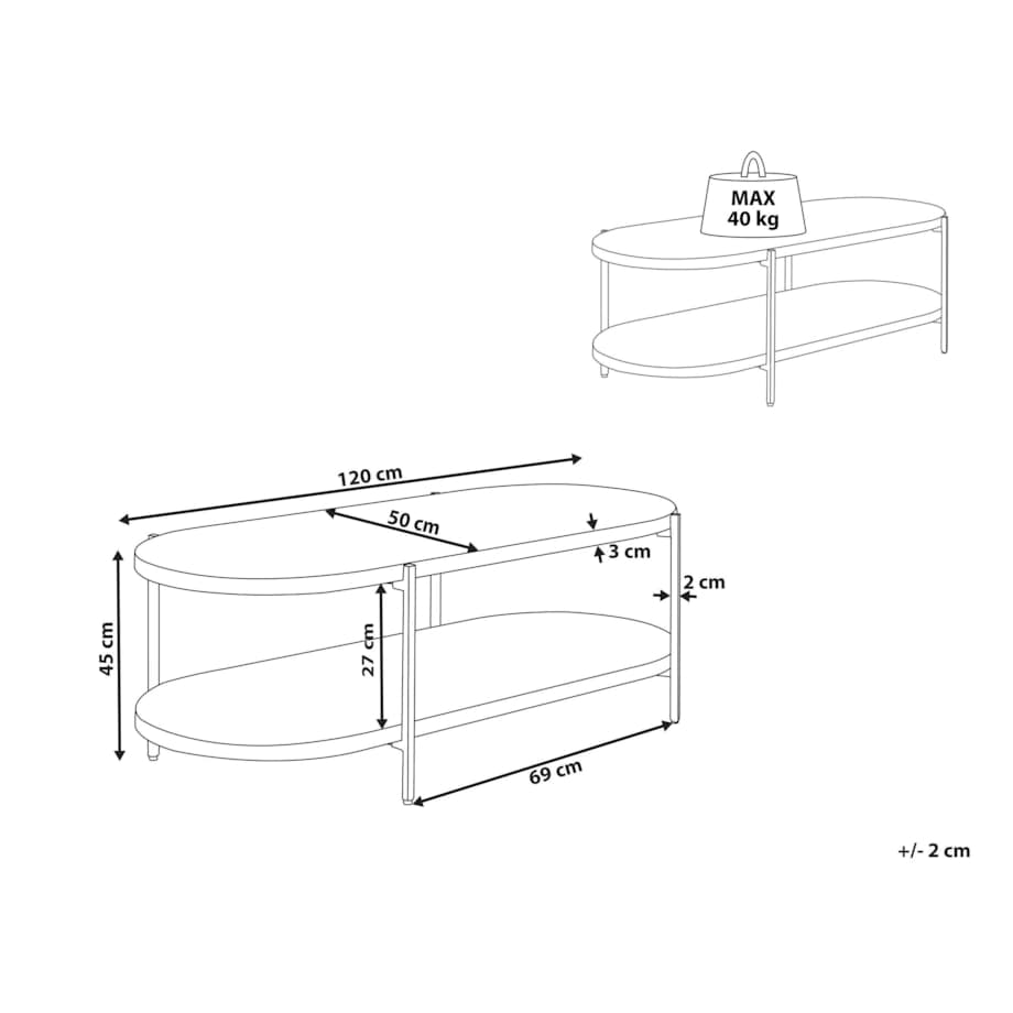 Stolik kawowy z półką jasne drewno BALINGER