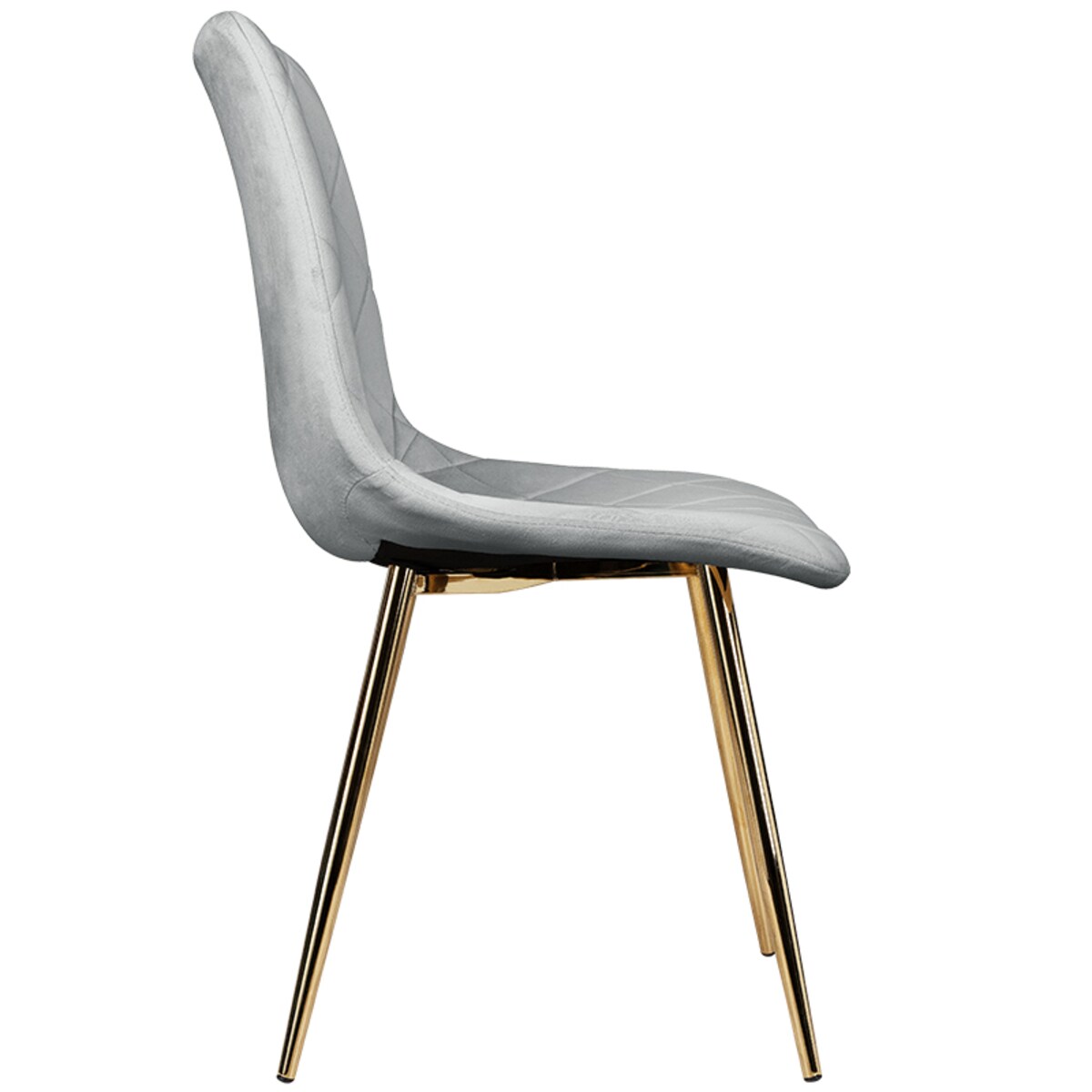 Krzesło tapicerowane szare welurowe pikowane nowoczesne złote nogi
