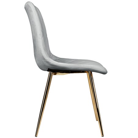 Krzesło tapicerowane szare welurowe pikowane nowoczesne złote nogi