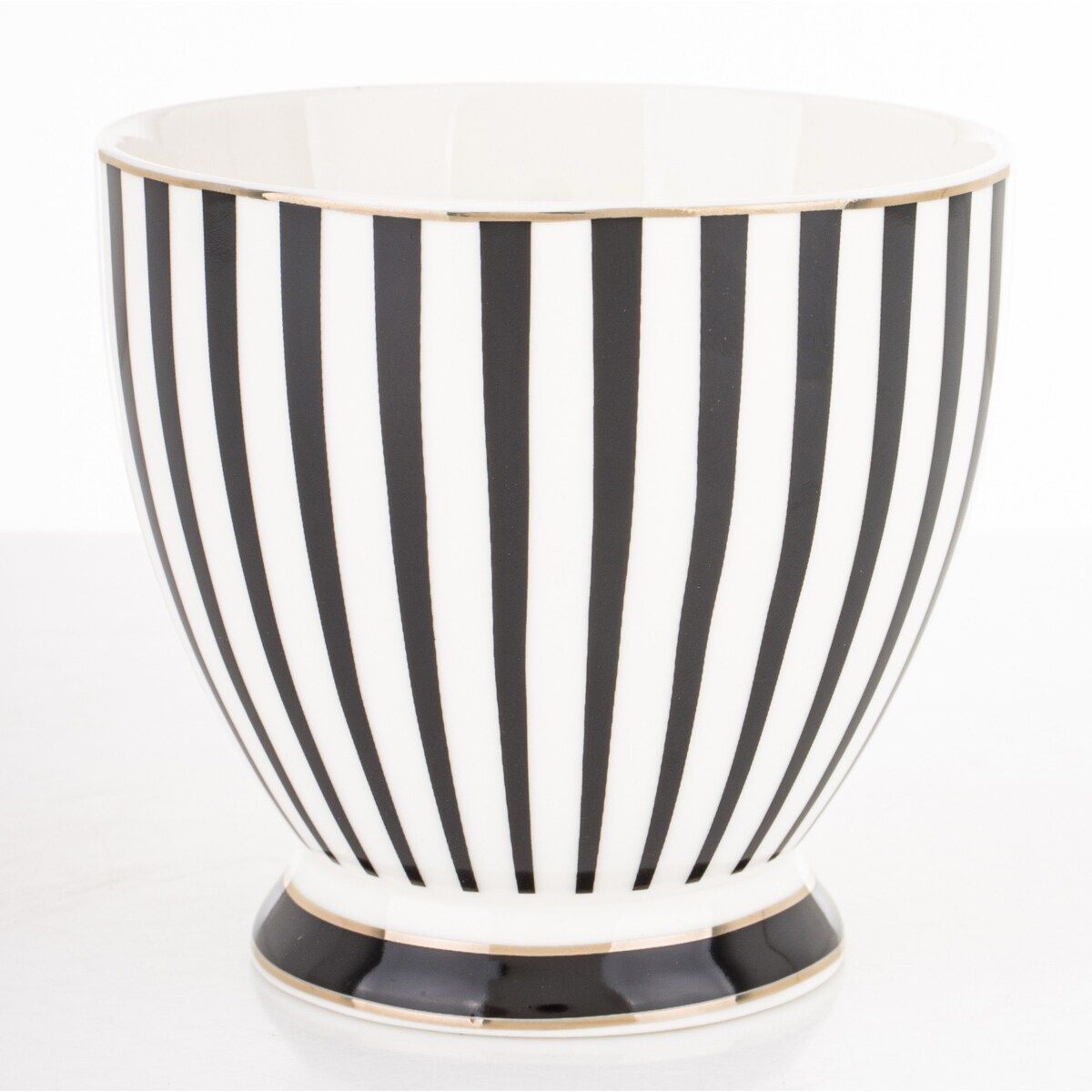 Kubek-filiżanka porcelanowy w paski w pudełku 450 ml TASSA - czarny