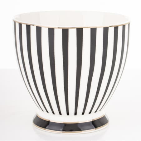 Kubek-filiżanka porcelanowy w paski w pudełku 450 ml TASSA - czarny