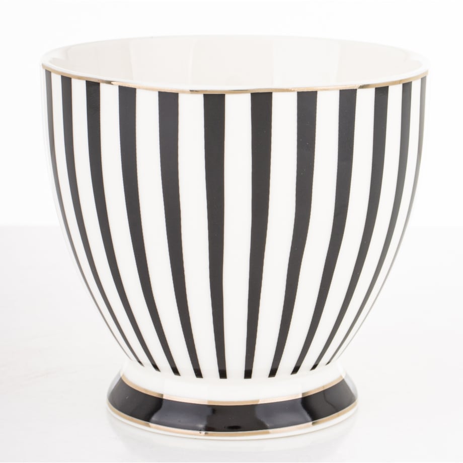 Kubek-filiżanka porcelanowy w paski w pudełku 450 ml TASSA - czarny