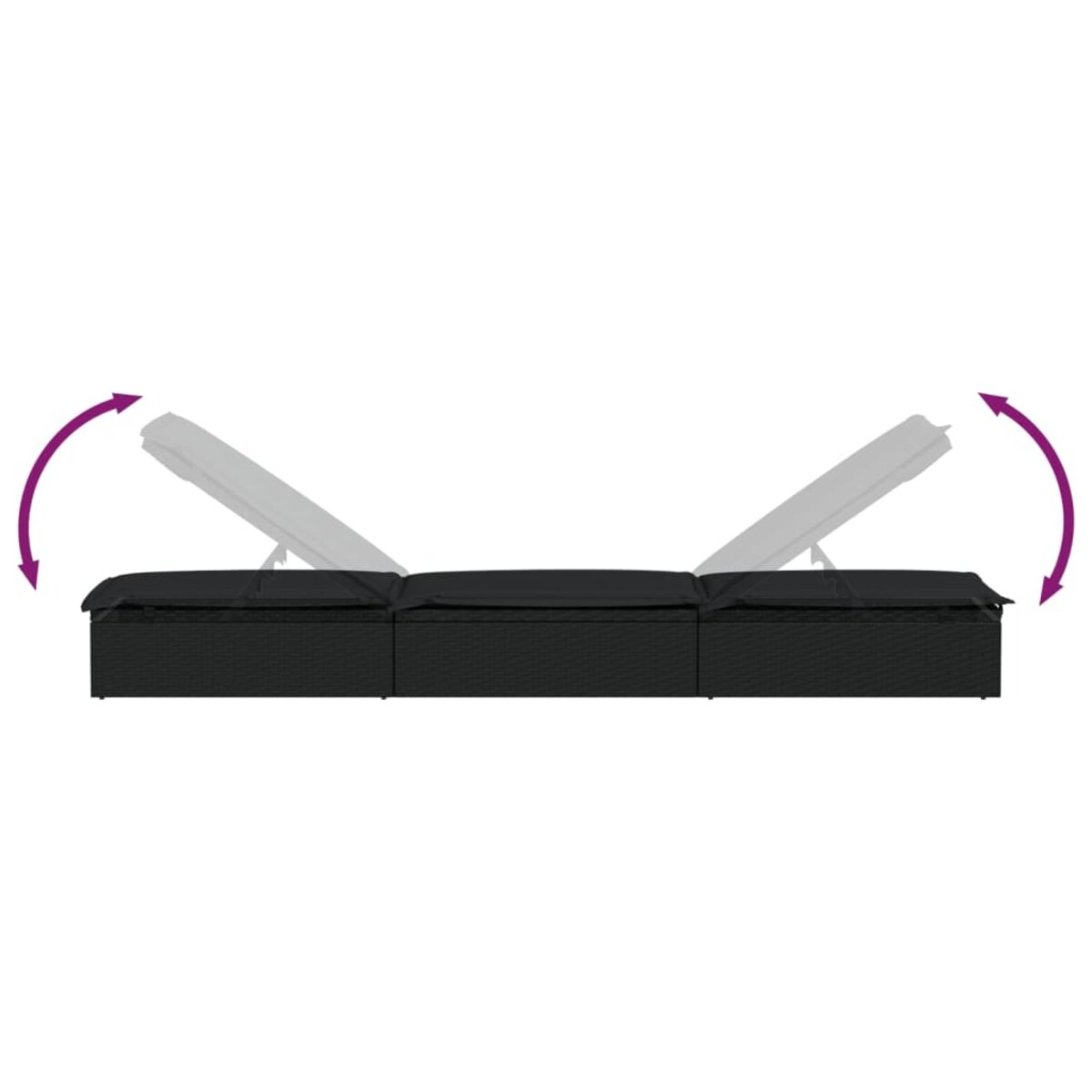 vidaXL Leżak z poduszką, 1 szt., czarny, 201x55x62 cm, polirattan