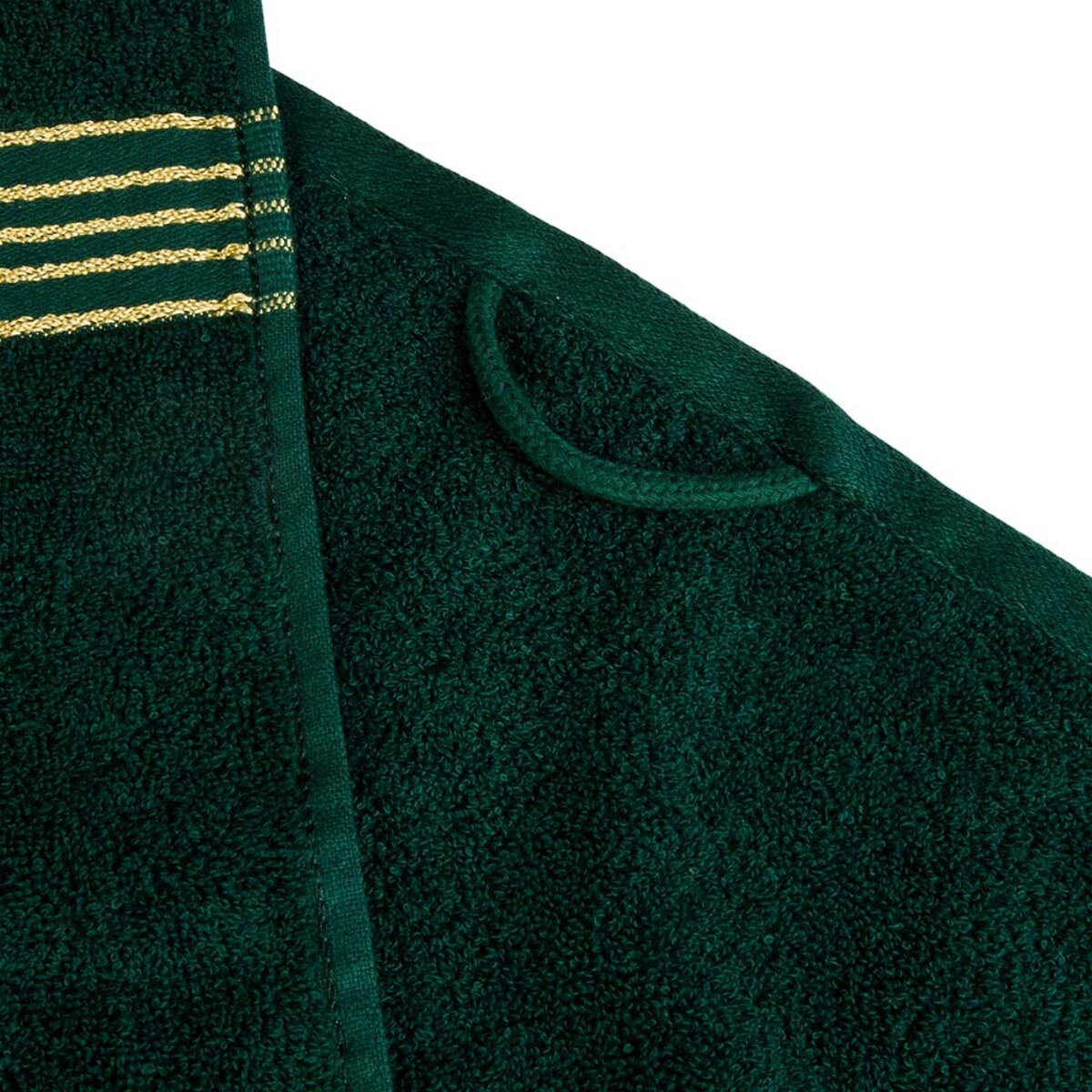 Ręcznik kąpielowy 50x90 cm bawełniany kolor zieleń butelkowa z bordiurą w złote paski 500 g/m2 TIWANO