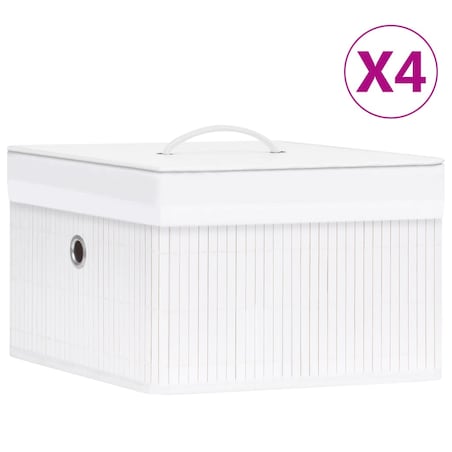 vidaXL Bambusowe pojemniki do przechowywania, 4 szt., białe