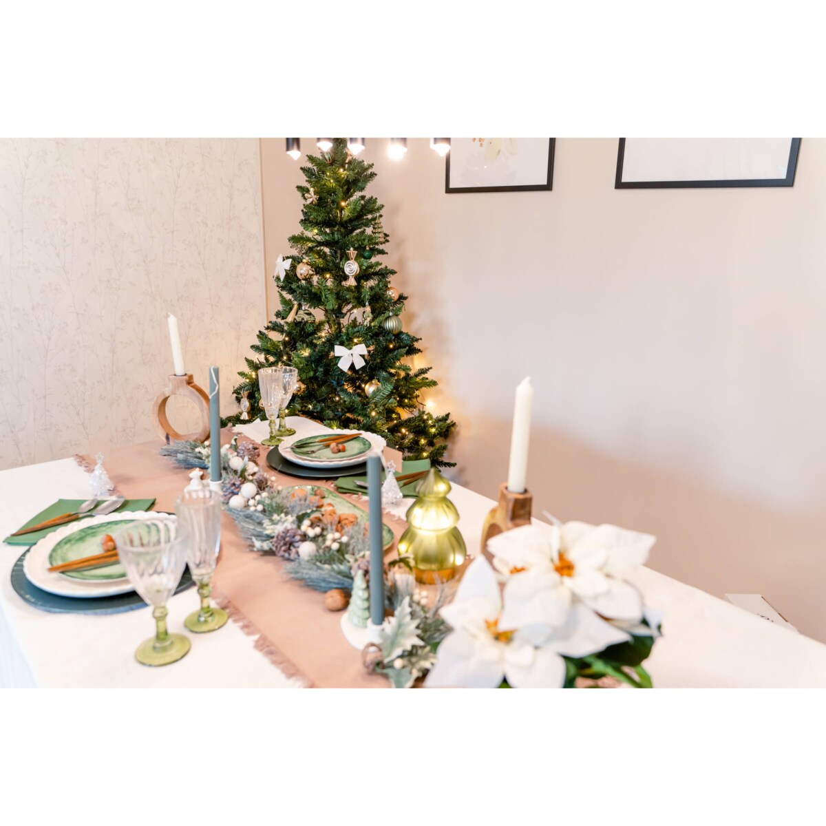 Kokardy świąteczne na choinkę, materiałowe, 3 sztuki, 10 x 9 cm