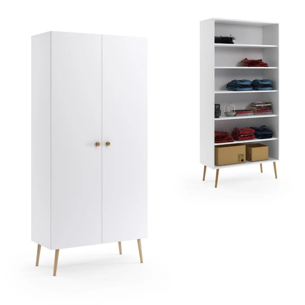 Szafa LEBEL z półkami 87cm biała mat