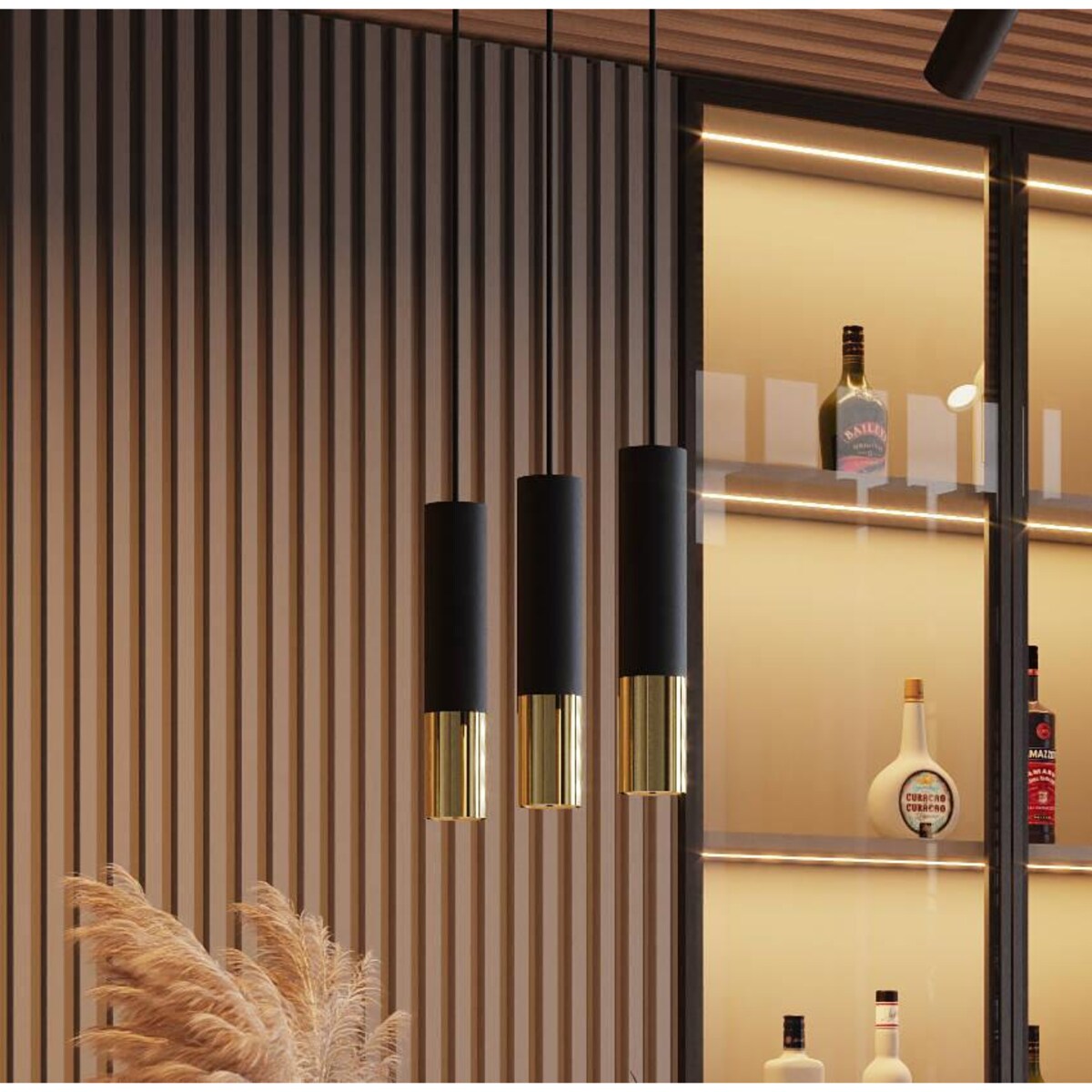 Lampa wisząca LOOPEZ 1 czarny/złoty