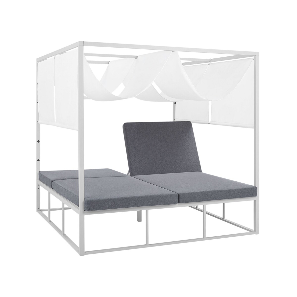 Łóżko ogrodowe z baldachimem biało-szare PALLANZA