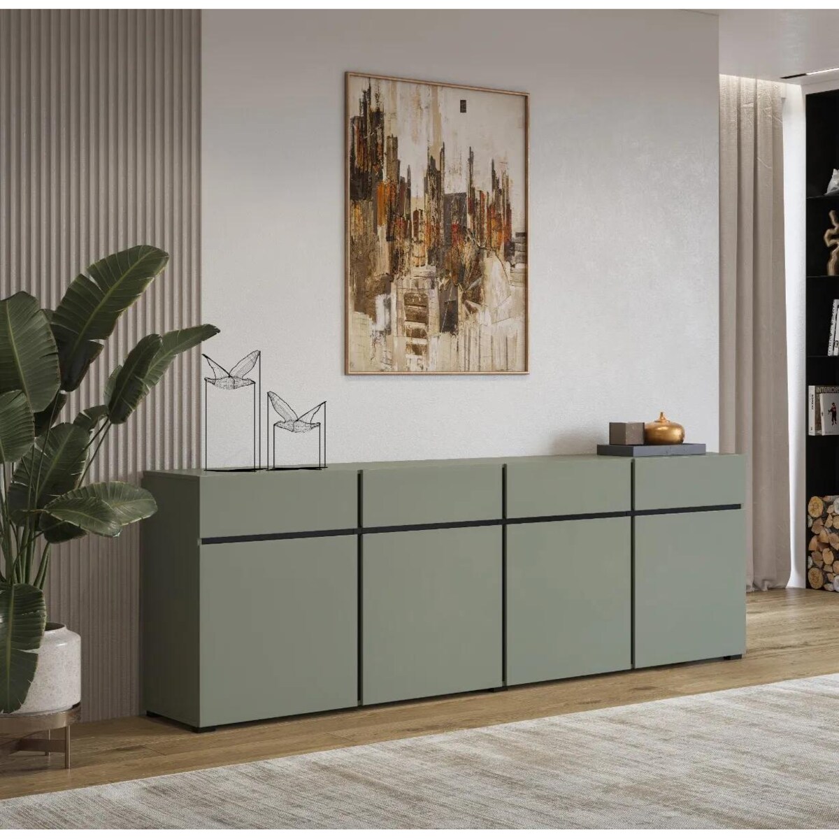 Komoda CROSS 4D4S 225cm zielona/czarna