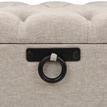 vidaXL Ławka ze schowkiem i oparciem, 110 cm, kremowa, tkanina