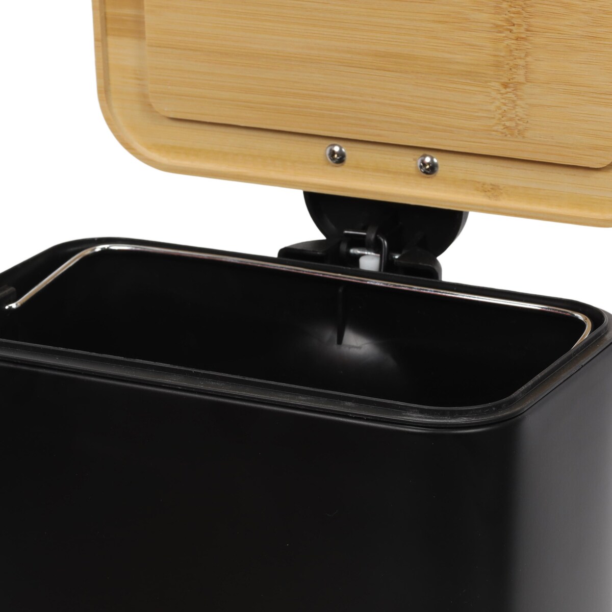 Wąski kosz łazienkowy z bambusem ZETRU, 5 l