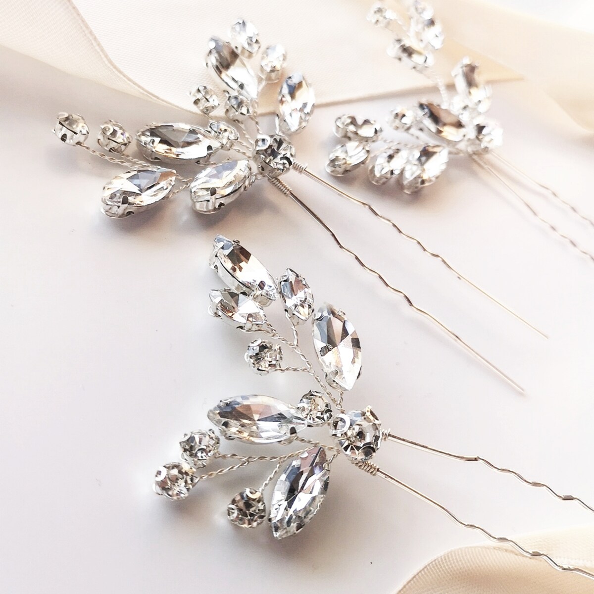 Zestaw WSUWEK ślubnych z cyrkoniami ozdoby srebrne BŁYSZCZĄCE