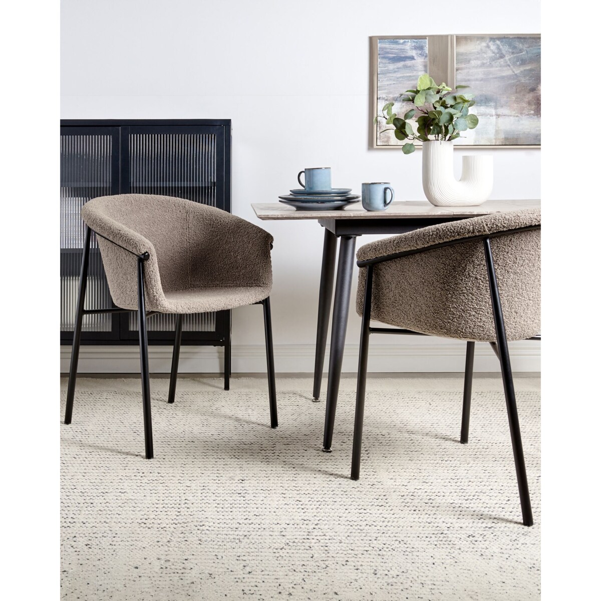 Zestaw 2 krzeseł do jadalni boucle beżowoszary AMES