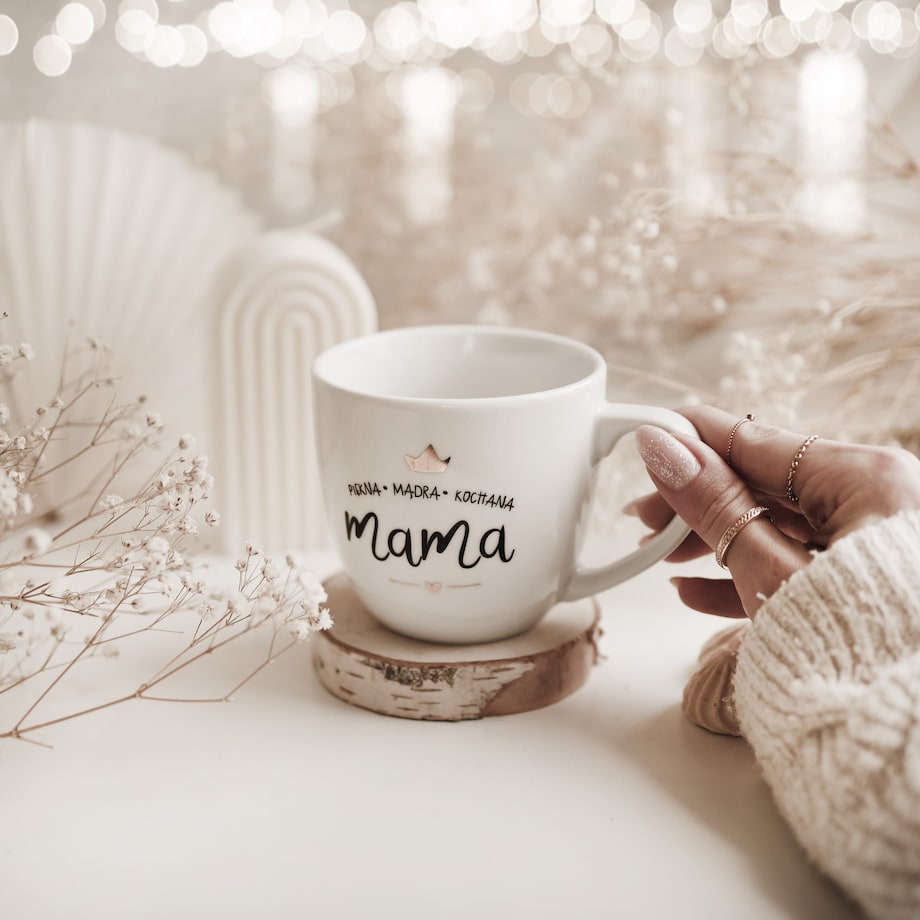Kubek 300 ml - Piękna, mądra, kochana Mama ZŁOTA KORONA