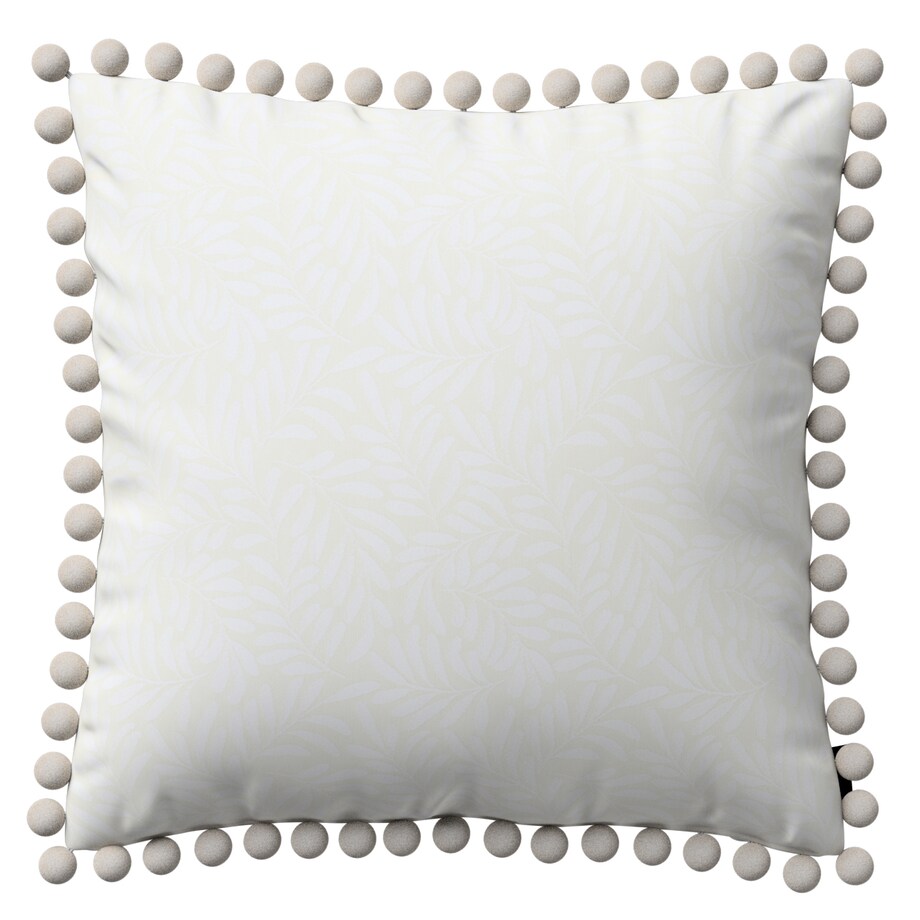 Poszewka Wera na poduszkę 45x45 śmietankowa biel, listki