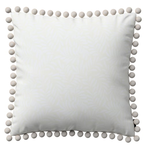 Poszewka Wera na poduszkę 45x45 śmietankowa biel, listki