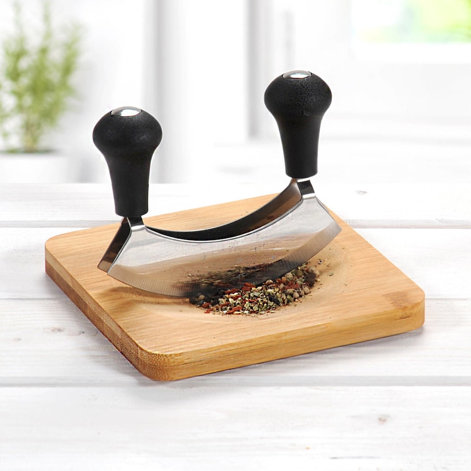 Siekacz do ziół z deską bambusową, 2w1, KESPER