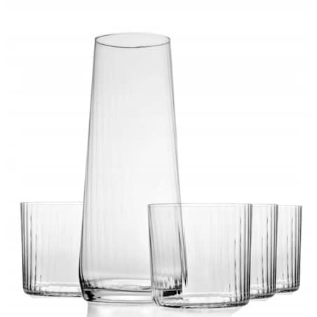 Komplet Krosno Avant-Garde Lumi Karafka Szklanki Ryflowane Zestaw 5 Części