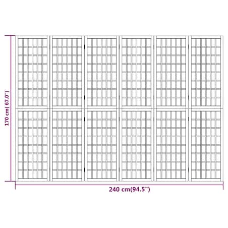 vidaXL Składany parawan 6-panelowy w stylu japońskim, 240x170 cm