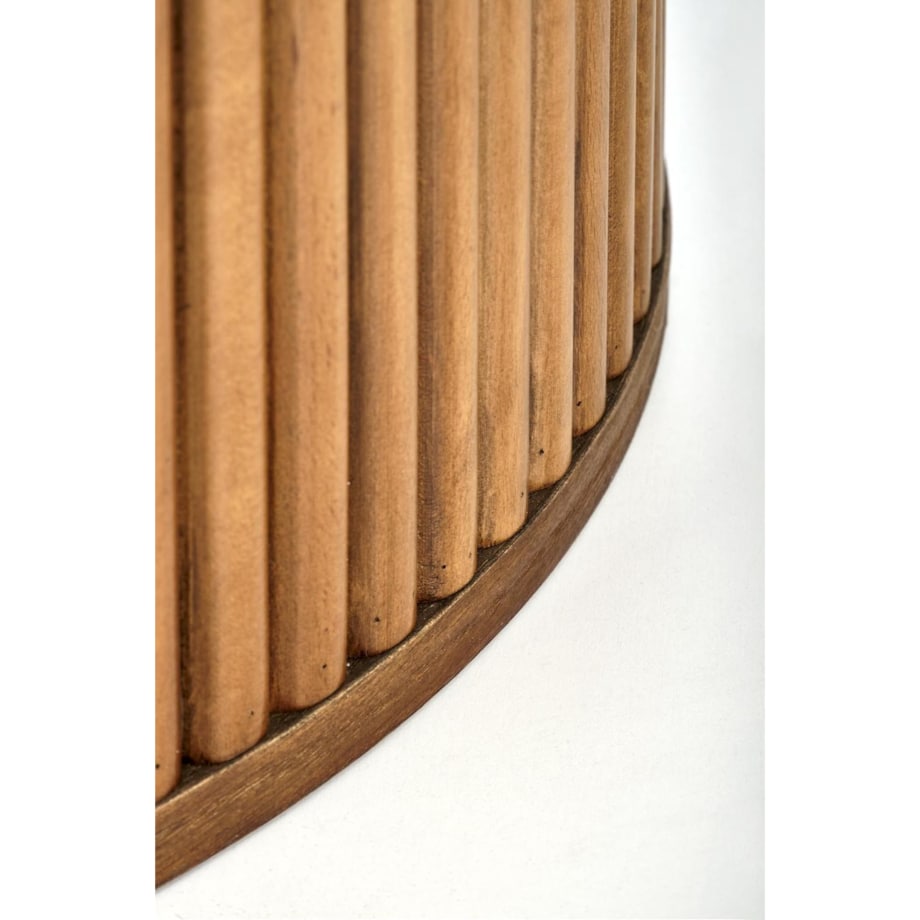 STÓŁ OKRĄGŁY Uno biały marmur 120cm orzechowe DREWNIANE NOGI