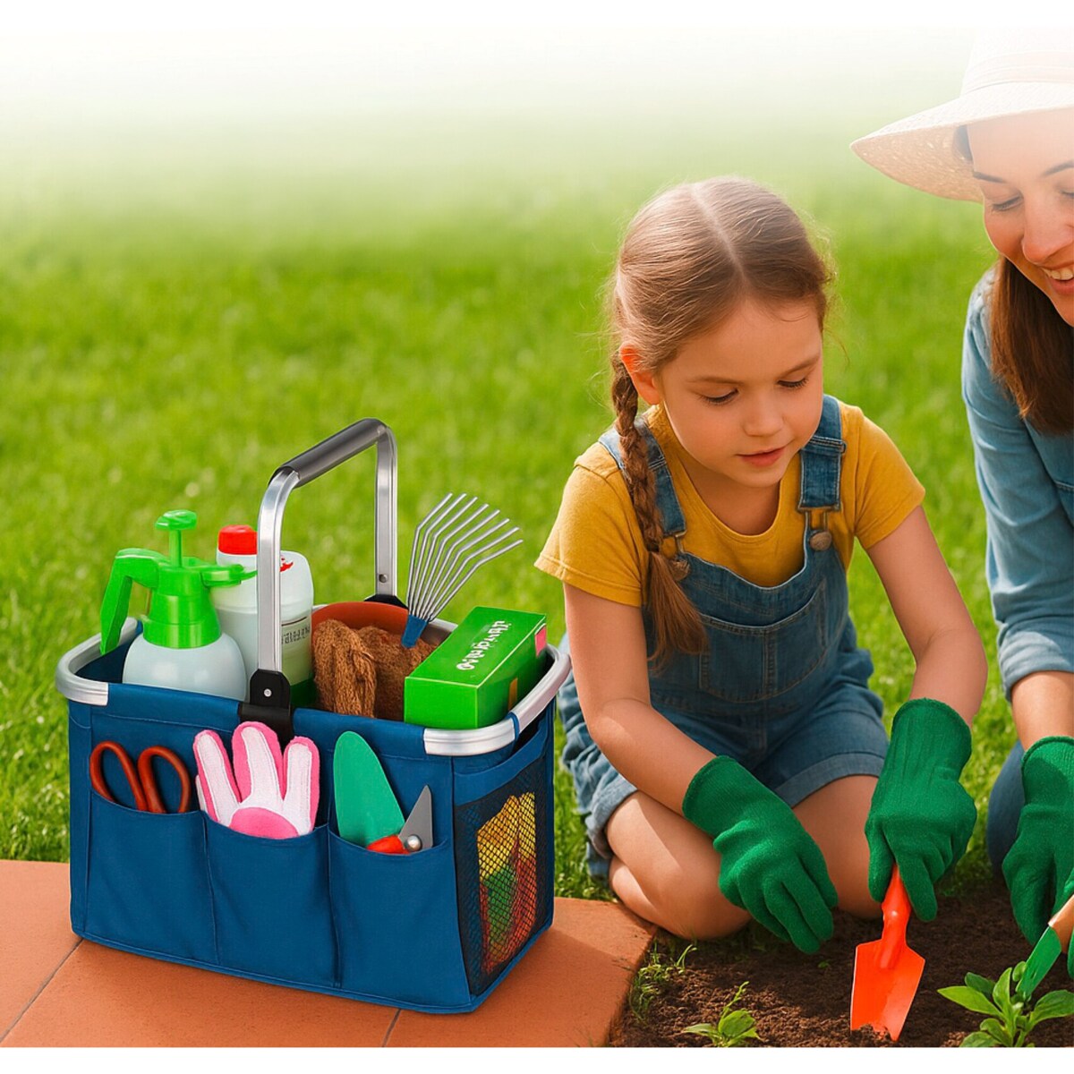 Wielofunkcyjna torba ogrodowa z uchwytem i kieszeniami, 37 l