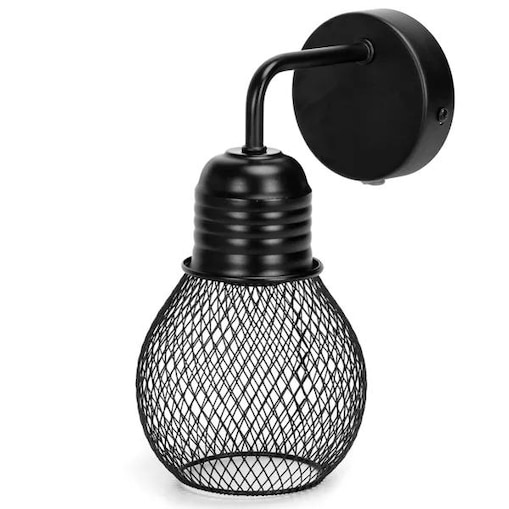 Kinkiet ścienny BULB Cage lampa loftowa retro metalowa czarna