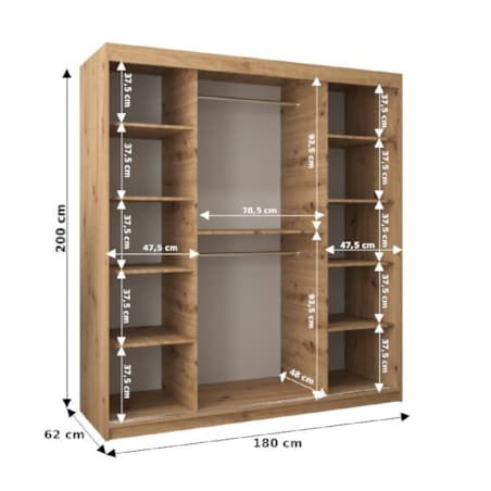 Szafa przesuwna Garderoba PROMO T2 180 sonoma/biały