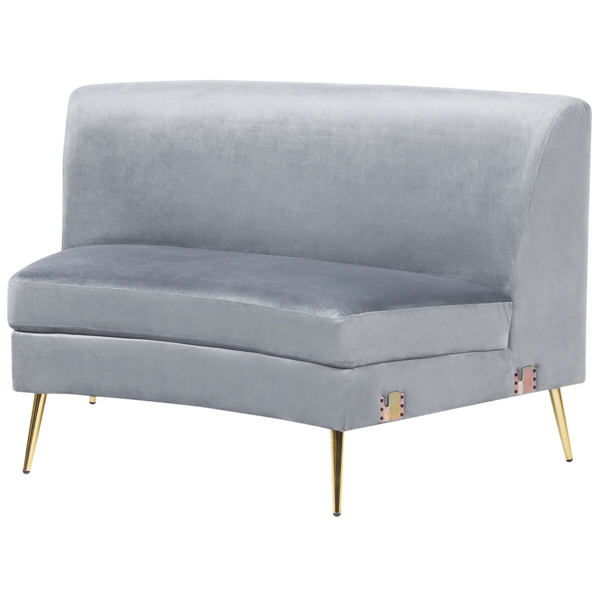 Sofa półokrągła 4-osobowa welurowa jasnoszara MOSS