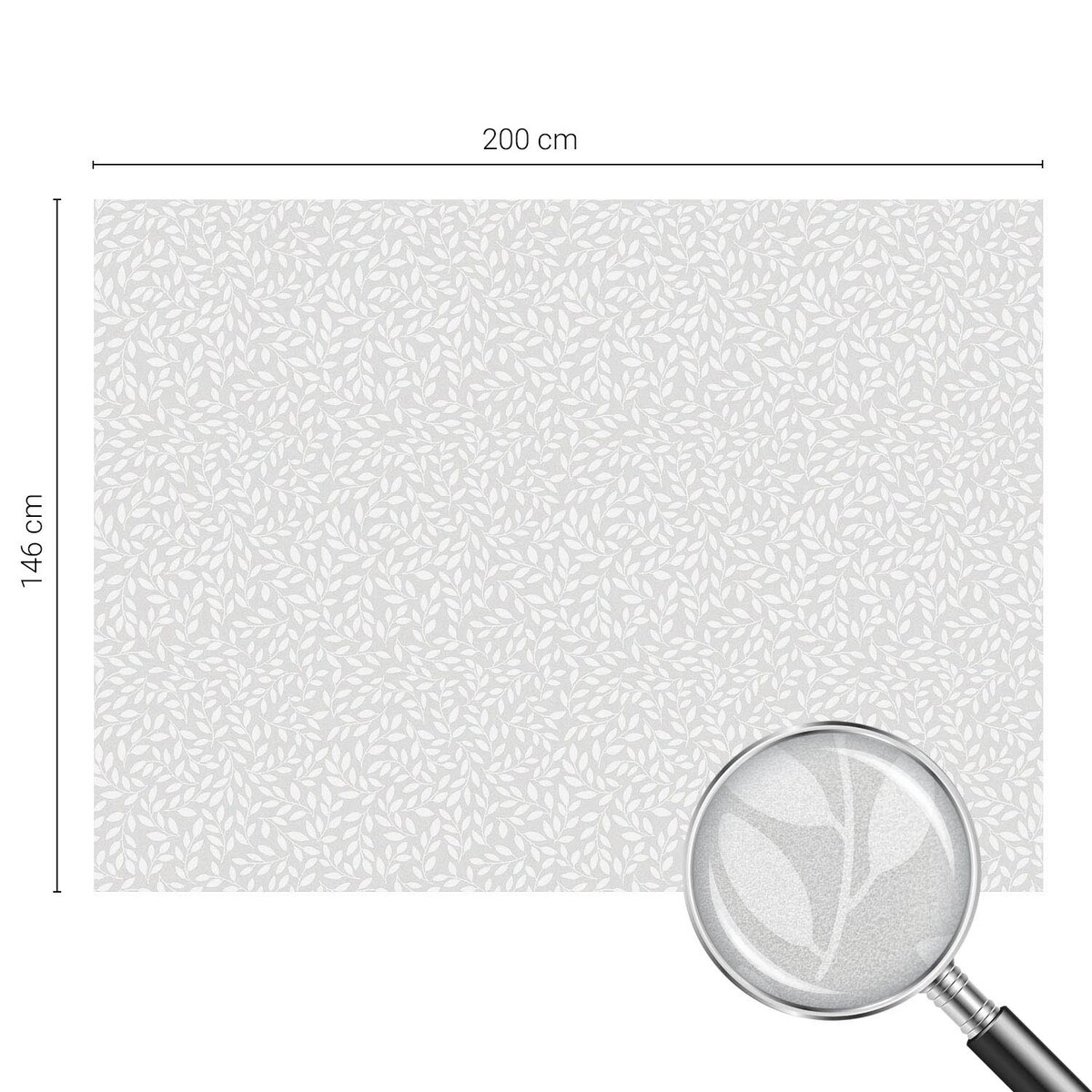 Okleina na okno chroniąca prywatność - Subtelne liście na szarym tle - 200x146 cm