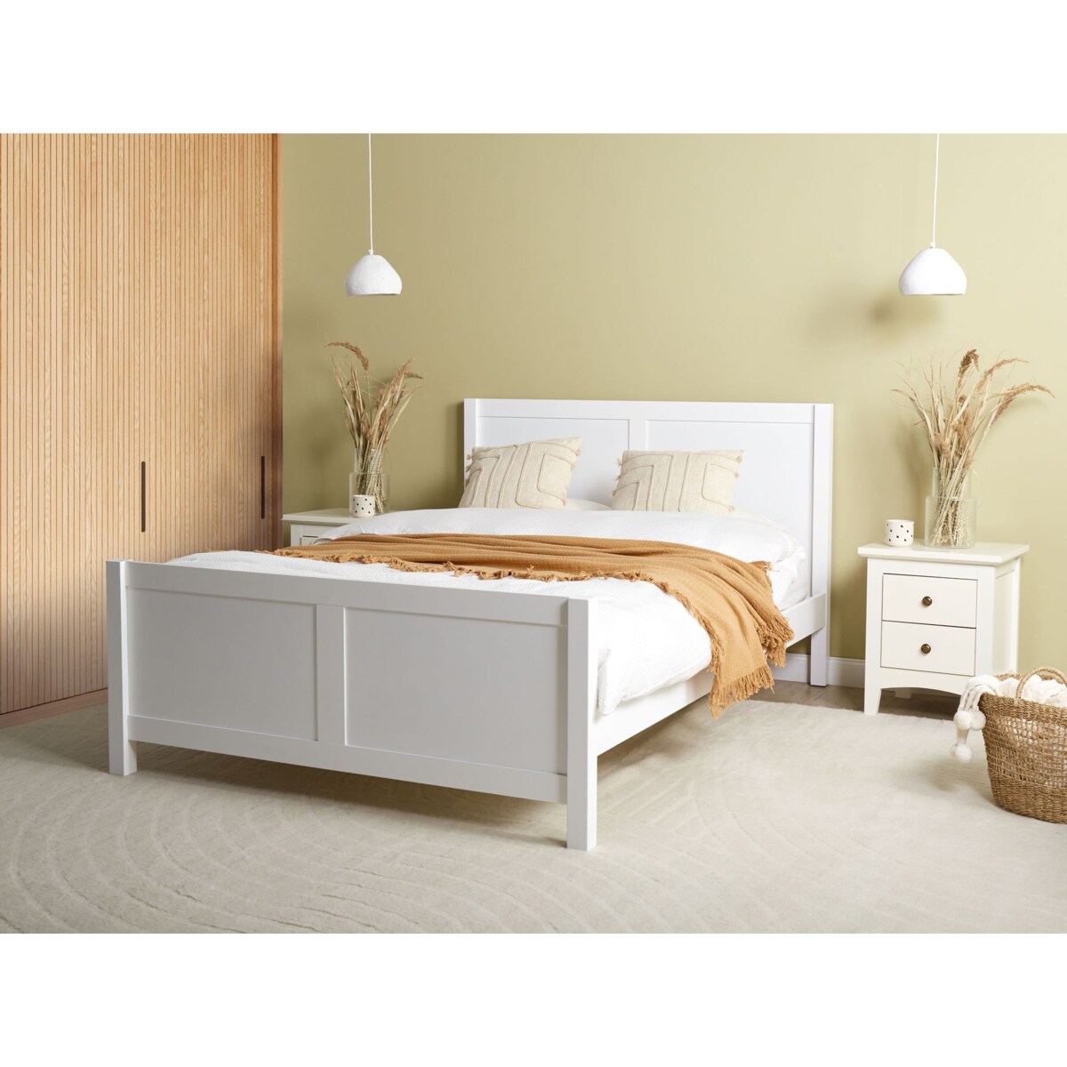 Łóżko Drewno CHAMPAGNAT 140 x 200 cm Biały