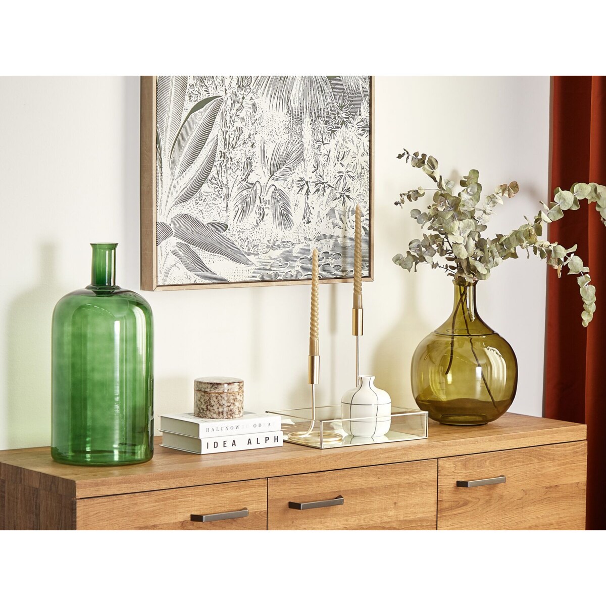 Wazon na kwiaty szklany 45 cm zielony KORMA