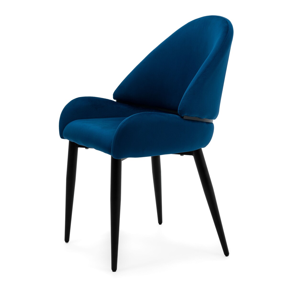 Krzesło tapicerowane welurowe do salonu BERGAMO granatowe