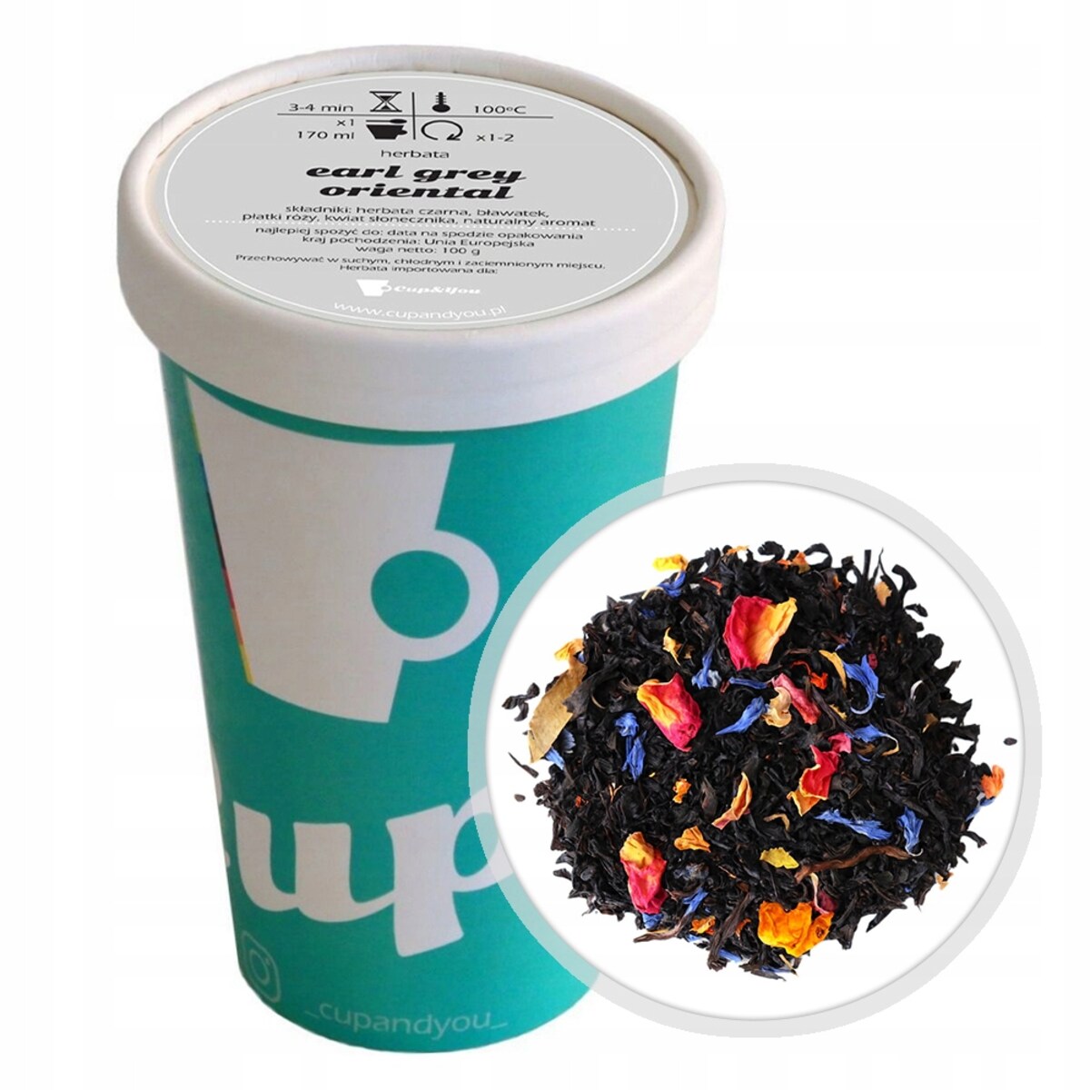 Herbata czarna EARL GREY ORIENTAL sypana płatki róży kwiat słonecznika 100g - herbata liściasta sypana mieszanka napar susz