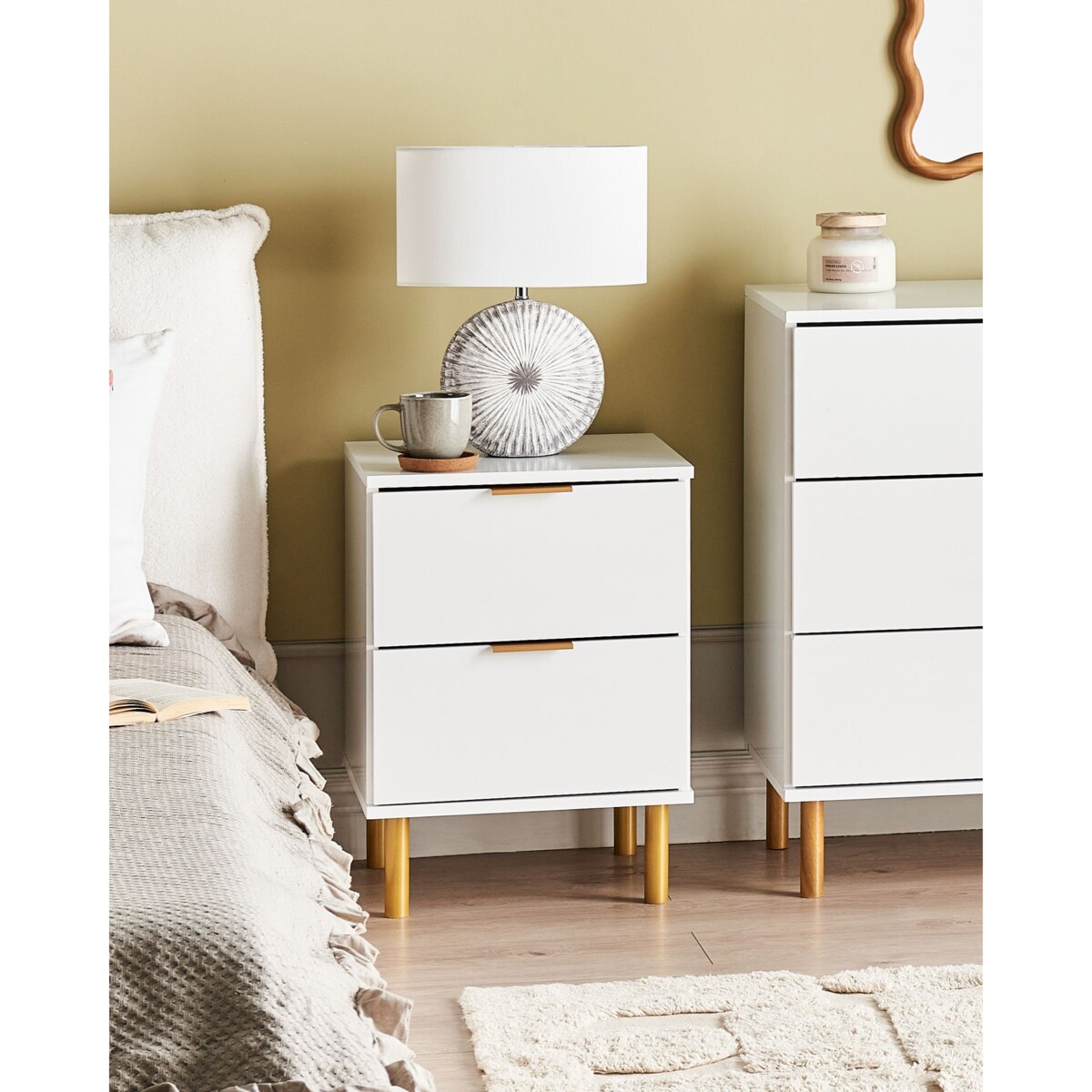 Szafka nocna 2 szuflady Biały WALPOLE