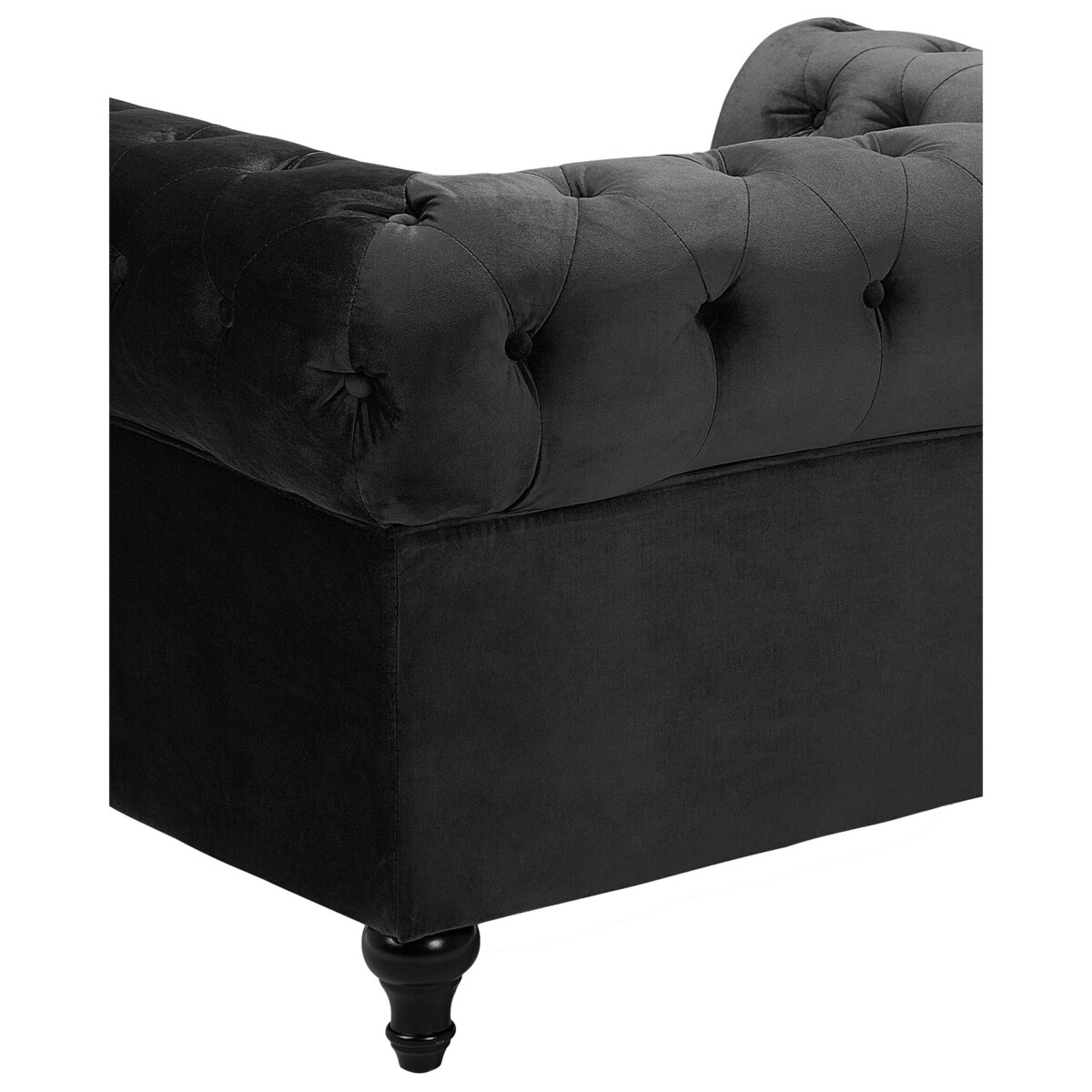 Fotel welurowy czarny CHESTERFIELD