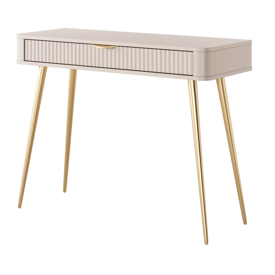 Toaletka, konsola do przedpokoju LENA beżowa + złote nogi
