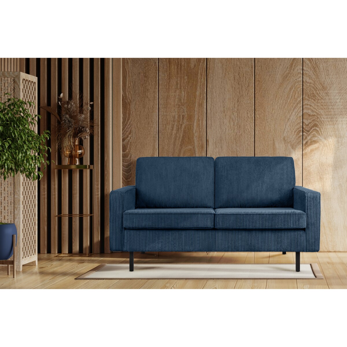 KONSIMO INVIA Sofa w stylu loft sztruks 2 osobowa granatowy