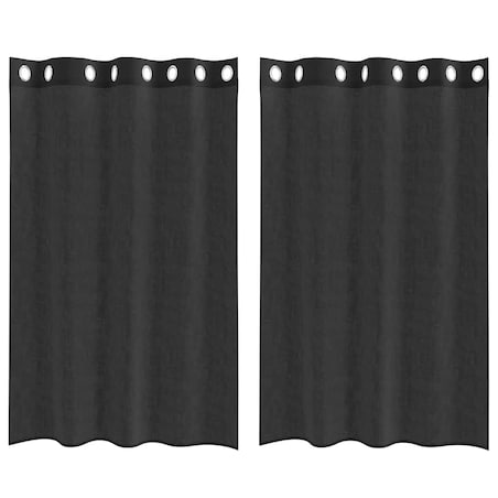 vidaXL Zasłony woalowe z przelotkami 2 szt. Czarne 140x175 cm