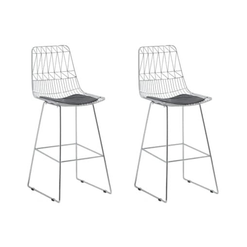 Zestaw 2 krzeseł barowych metalowy srebrny PRESTON