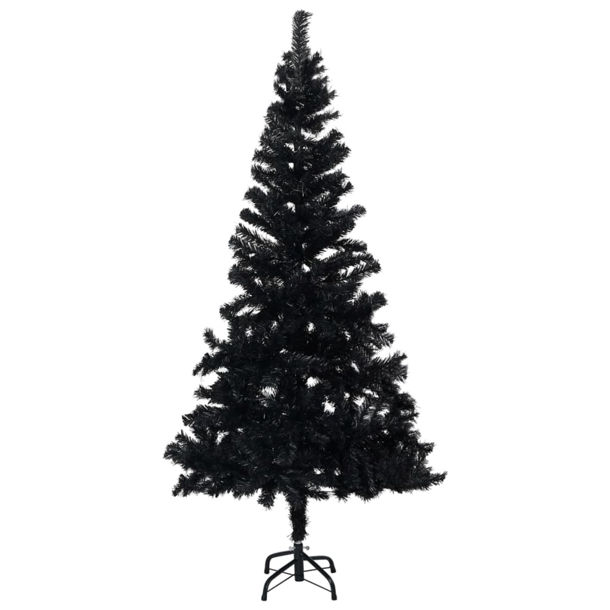 vidaXL Sztuczna choinka z lampkami i bombkami, czarna, 150 cm, PVC