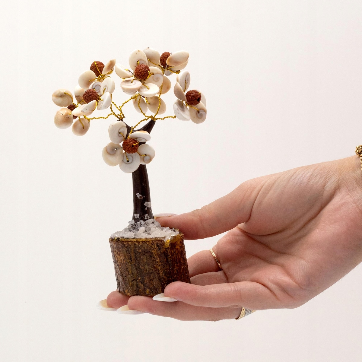 Drzewko SZCZĘŚCIA z Kamieniami Gomati Chakra Ziarnami Rudraksha 45 PREZENT