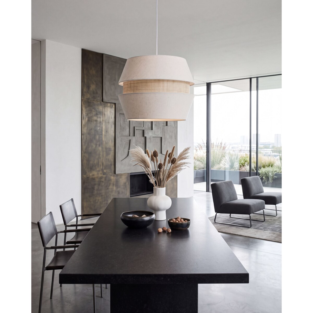 Lampa wisząca ATOYAC Len syntetyczny Beżowy