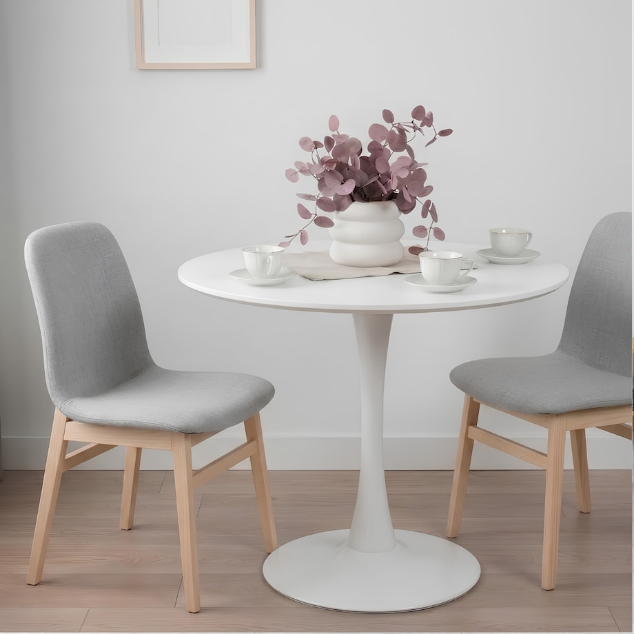 Stół okrągły do salonu jadalni 80 cm biały nowoczesny minimalistyczny