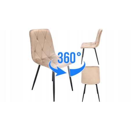 Krzesło welurowe eleganckie PIADO beżowe