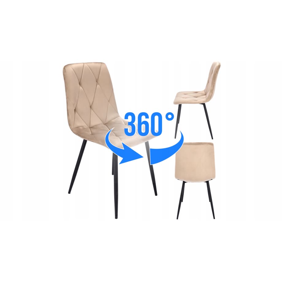 Krzesło welurowe eleganckie PIADO beżowe