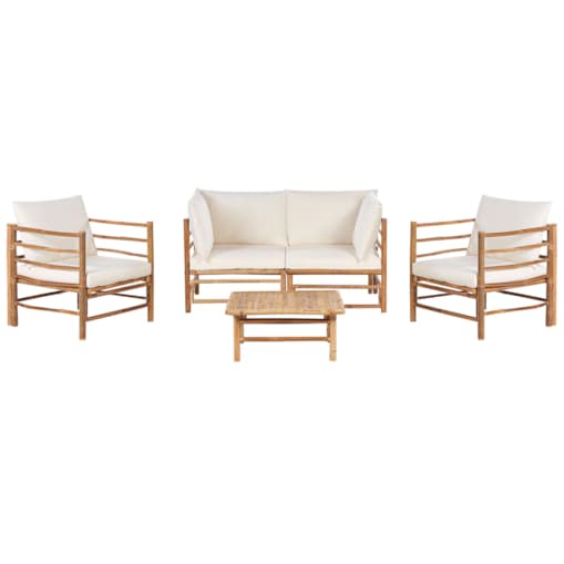 Zestaw ogrodowy ze stolikiem dla 4 osób CERRETO Drewno bambusowe Złamana biel