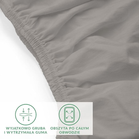 Prześcieradło jersey z elastanem z gumką 90x200 kolor popiel