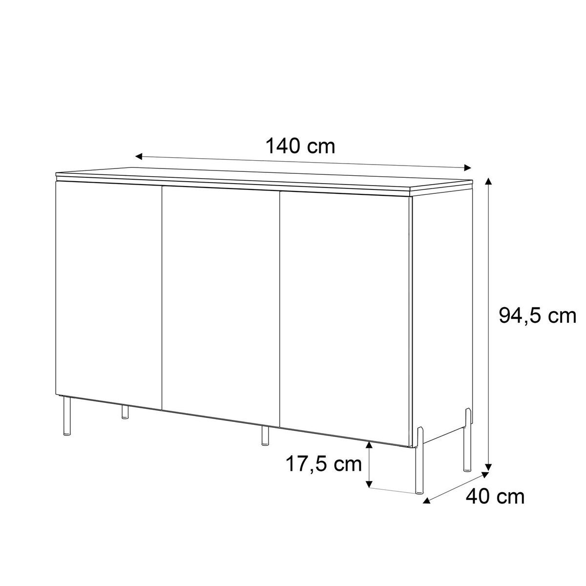 Komoda AURORA SILVER 3D biały połysk nogi proste