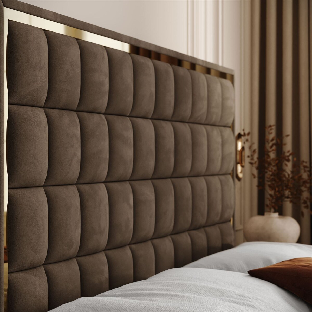 Łóżko kontynentalne ISADORA II GOLD, pojemnik na pościel, 160x200, RV 196, topper